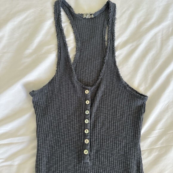 Ecote Charcoal Ribbed Henley Midi Dress - Picture 3 of 7